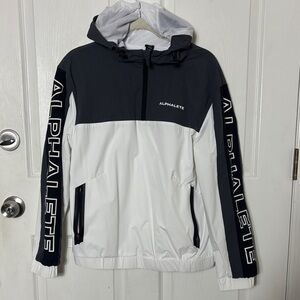 Alphalete Two-Tone Hooded Windbreaker Jacket Size Medium ZipUp Fleece lined hood